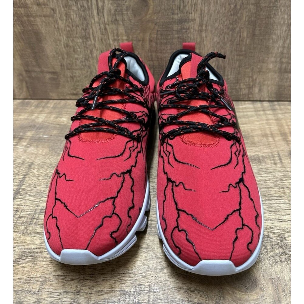 Bronax men EU 46 US 12  athletic  red and black lightning pattern sneakers shoes